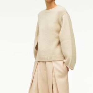 Zara Limited Edition Split Sleeve Wool Alpaca Sweater Ecru Ivory Knit Size XL